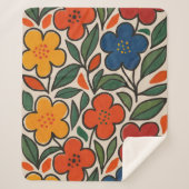 Retro 1960s Style Floral Pattern Sherpa Deken (Voorkant)