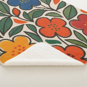 Retro 1960s Style Floral Pattern Sherpa Deken (3/4)