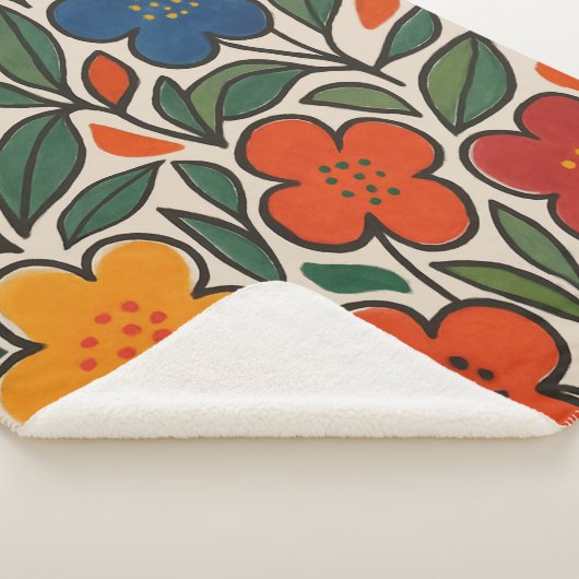 Retro 1960s Style Floral Pattern Sherpa Deken (3/4)