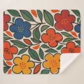 Retro 1960s Style Floral Pattern Sherpa Deken (Voorkant (horizontaal))