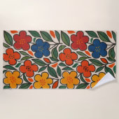 Retro 1960s Style Floral Pattern Strandlaken (Voorkant)