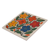 Retro 1960s Style Floral Pattern Tegeltje (Zijkant)