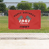 Retro 1961 Classic Black White Checked Race Flag Spandoek (Insitu)