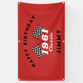 Retro 1961 Classic Black White Checked Race Flag Spandoek (Verticaal)