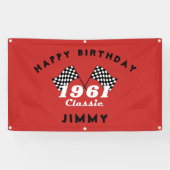Retro 1961 Classic Black White Checked Race Flag Spandoek (Horizontaal)
