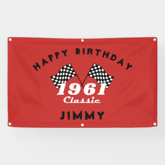 Retro 1961 Klassieke Zwarte Witte Geruite Race Vla Spandoek