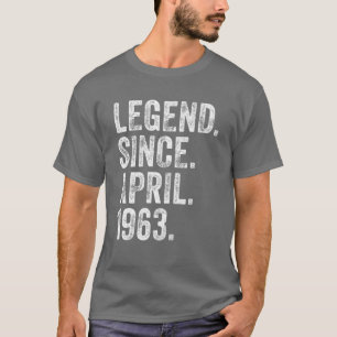 Retro 1963 Geboortedatum april 1963: legend sinds T-shirt