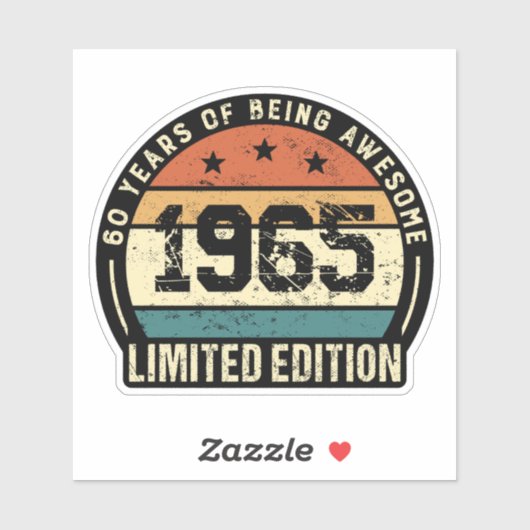 Retro 1965 60e verjaardag sticker (Vel)