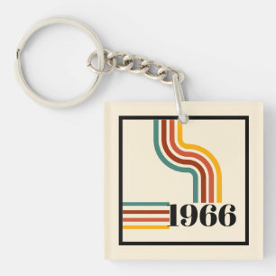 Retro 1966 60e verjaardag aandenken sleutelhanger