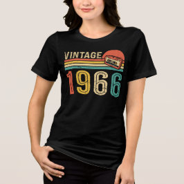 Retro 1966 Birthday Music Cassette Tape 60th Bday Tri-Blend Shirt