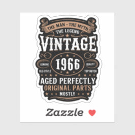 Retro 1966 Birthday The Man The Legend 60th Bday Sticker