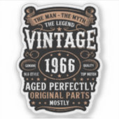 Retro 1966 Birthday The Man The Legend 60th Bday   Sticker (Voorkant)