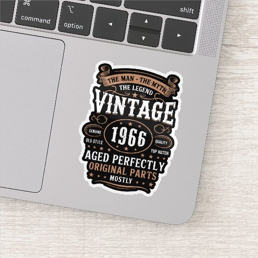 Retro 1966 Birthday The Man The Legend 60th Bday   Sticker (Detail)