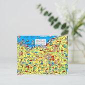 Retro 1966 Cleveland, briefkaart Ohio-kaart (Staand voorkant)