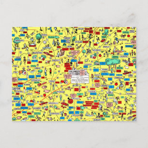 Retro 1966 Columbus, Ohio-kaart briefkaart