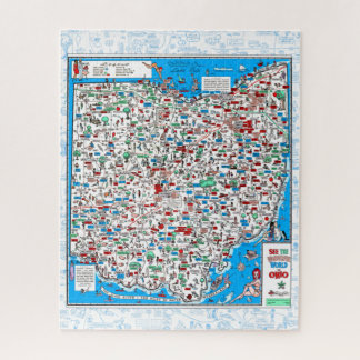 Retro 1966 Ohio kaart puzzle 16 x 20 inch 520 pcs Legpuzzel