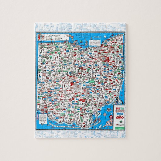 Retro 1966 Ohio kaart puzzle 8"x10" 110 stuks Legpuzzel (Verticaal)