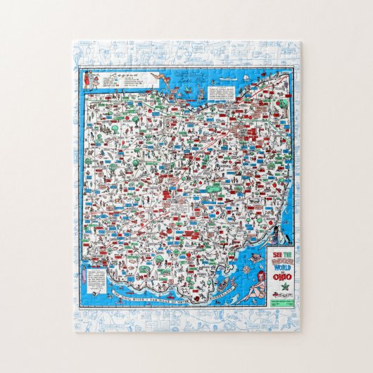 Retro 1966 Ohio map jigsaw puzzle 11"x14" 252 pcs Legpuzzel (Verticaal)
