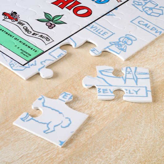 Retro 1966 Ohio map jigsaw puzzle 20"x20" 676 pcs Legpuzzel (Zijkant)