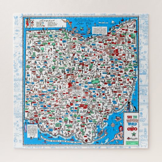 Retro 1966 Ohio map jigsaw puzzle 20"x20" 676 pcs Legpuzzel (Verticaal)