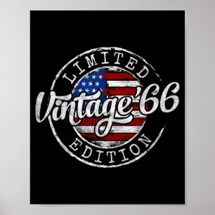 Retro 1966 Stempel 60e Verjaardag Illustratie Poster