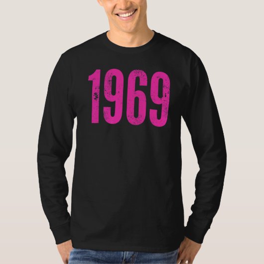 Retro 1969 Distress Rock & Roll Music 3 T-shirt (Voorkant)
