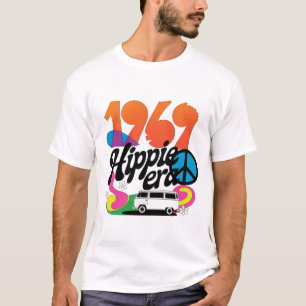 Retro 1969 Hippie Tijdperk Grafiek met Vredessymbo T-shirt