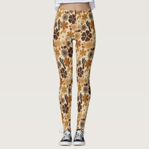 Retro 1970 Bloem Grafisch Leggings