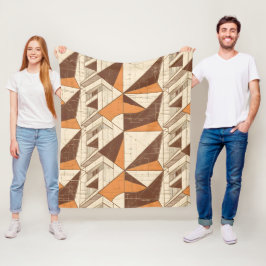 Retro 1970 geometrisch boogpatroon in verbrande si fleece deken
