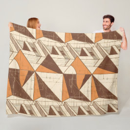 Retro 1970 geometrisch boogpatroon in verbrande si fleece deken