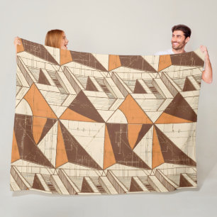 Retro 1970 geometrisch boogpatroon in verbrande si fleece deken