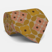 Retro 1970 geometrisch patroon mosterd en terracot stropdas (Opgerold)