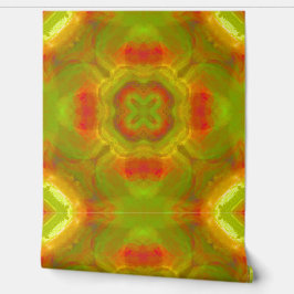 Retro 1970 geometrisch patroon rood, Sinaasappel, Behang