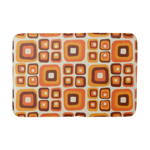 Retro 1970 jaren Mid Century Oranje en Bruine Geom Badmat