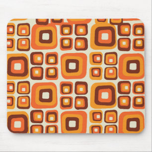 Retro 1970 jaren Mid Century Oranje en Bruine Geom Muismat