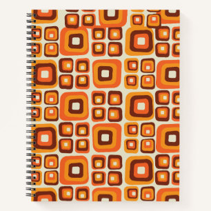 Retro 1970 jaren Mid Century Oranje en Bruine Geom Notitieboek