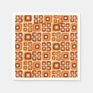 Retro 1970 jaren Mid Century Oranje en Bruine Geom Servet