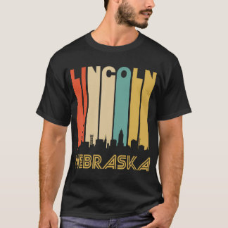 Retro 1970 Lincoln Nebraska Downtown Skyline T-shirt