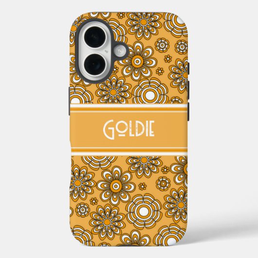 Retro 1970 mosterdgele bloem Case-Mate iPhone case (Achterkant)