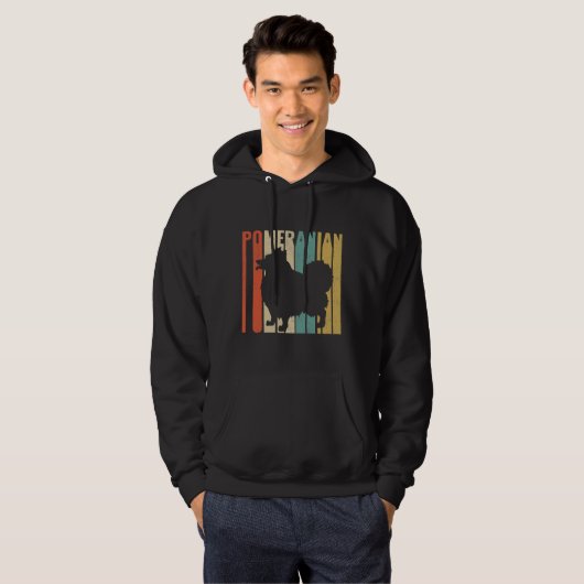 Retro 1970 S Pommeren Dog Silhouette Cracked Di Hoodie (Voorkant volledig)