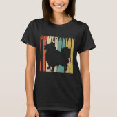 Retro 1970 S Pommeren Dog Silhouette Cracked Di T-shirt (Voorkant)