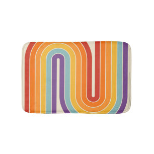 Retro 1970 stijl gebogen strepen geometrisch patro badmat