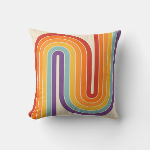 Retro 1970 stijl gebogen strepen geometrisch patro kussen