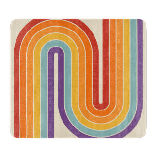 Retro 1970 stijl gebogen strepen geometrisch patro snijplank