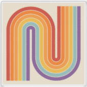 Retro 1970 stijl gebogen strepen geometrisch patro sticker (Voorkant)