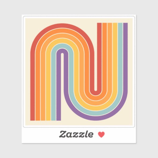 Retro 1970 stijl gebogen strepen geometrisch patro sticker (Vel)
