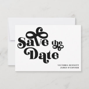 Retro 1970 typografie trouwkaart save the date