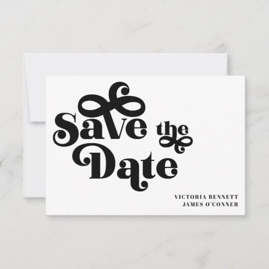 Retro 1970 typografie trouwkaart save the date (Voorkant)