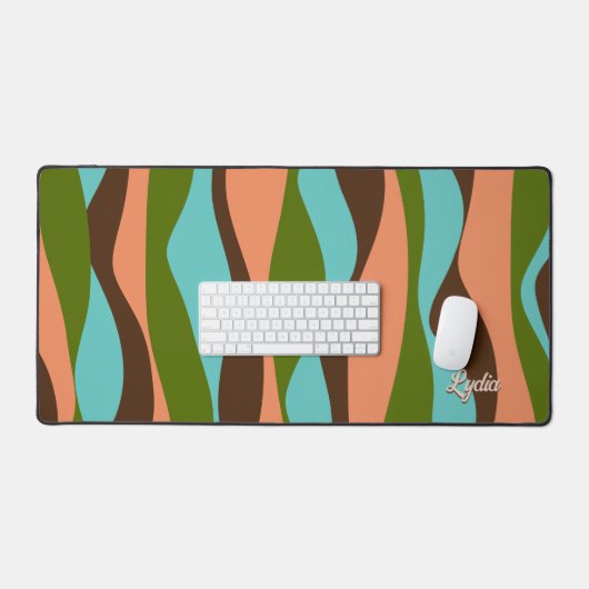 Retro 1970s Abstract Stripes Naam Bureaumat toevoe (Keyboard & Muis)