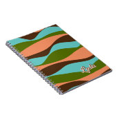 Retro 1970s Abstract Stripes Naam toevoegen Notitieboek (Rechterzijde)